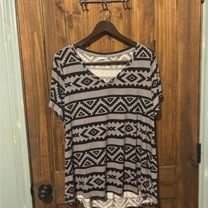 Geometric Patterned Gray Women's Top